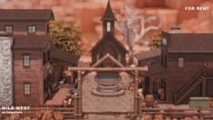 an animated model of a small town with lots of buildings