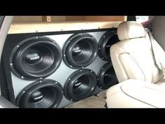 the inside of a car with speakers in it