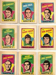 six baseball cards with different faces on them