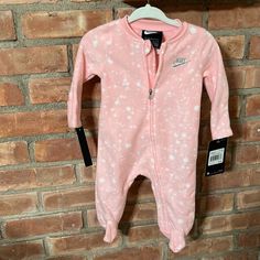 Brand New Perfect Condition Clean, Smoke Free Home Nike Cotton Onesie For Loungewear, Pink Winter Onesie For Sleep, Winter Pink Onesie For Sleep, Pink Winter Sleep Onesie, Pink Winter Loungewear For Babies, Nike Jumpsuit, Nike Onesie, Pink Onesie