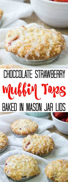 chocolate strawberry muffin pops baked in mason jar lids