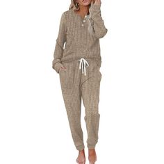 MOSHU Two Piece Womens Pajama Sets Button Down Shirts and Drawstring Pants with Pockets Solid Lounge Sets for Women Indulge in comfort and style with our Two-Piece Womens Pajama Sets. This womens sets includes an invisible stripe button-down shirt and pants with drawstring and pockets, both crafted from a thin, soft, and lightweight material. Perfect for transitioning through early autumn to cool weather, these pajamas for women offer just the right balance of warmth and breathability. Designed Lounge Sets For Women, Two Piece Outfits, Plus Size Pajamas, Lounge Outfit, Nice Clothes, Cozy Loungewear, Pajama Pant, Pants With Pockets, Sleeves Clothing