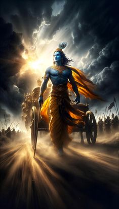 A breathtaking portrayal of Krishna leading Arjuna into the epic battle with unwavering resolve and grace. 🌟⚔️ Pokémon Star, Ab De Villiers Photo, Shree Krishna Wallpapers, Krishna Mantra, Pictures Of Shiva, Psychadelic Art, Hanuman Pics, Lord Krishna Hd Wallpaper