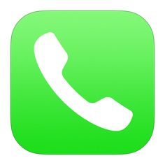 a green phone icon with a white call button on the bottom right hand corner and an arrow pointing to the left