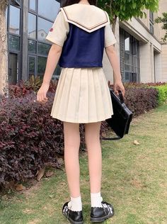 ❤Tricolor sailor shirt + pleated skirt❤ Pleated School Dress For Summer, Pleated Summer School Dress, Summer School Pleated Dresses, White Casual Pleated Skirt With Accordion Pleats, White Accordion Pleated Casual Skirt, Casual White Pleated Skirt With Accordion Pleats, School Uniform Style Pleated Mini Skirt, Cotton School Uniform Pleated Skirt For Summer, Summer School Uniform Cotton Pleated Skirt