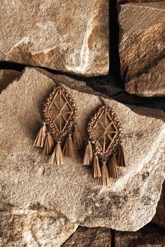 Immense Drop Woven Tassle Earrings Brown by Selfie Leslie Brunch Dates, Iron Material, Woven Design, Earrings Drop, Hook Earrings, Evening Wear, Dates, Tassels, Night Out