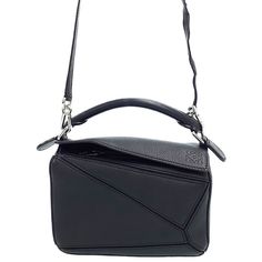 Loewe Puzzle Bag Mini 2way Black Width: 17.5cm Height: 11.5cm Depth: 7.5cm Handle: 19cm Shoulder Strap: 124cm (Detachable) Loewe Mini Puzzle Bag Black, Loewe Puzzle Bag Mini, Loewe Puzzle Bag, Loewe Bags, Loewe Puzzle, Puzzle Bag, Loewe Bag, Black Color, Shoulder Strap