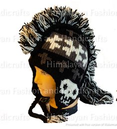 Bone Skull Handmade Mohawk Hat -Handmade from Nepal -100% Wool -Fashionable -Skull Bone Style -Lining Inside -Unisex Dimensions of the Hat -22'' Around -Adult Size Return Policy: If you are not satisfied with your item, you must return your item in 7 days. After 7 days, there will be no refund. If you have any more questions, feel free to contact me. Please make sure to leave 5 stars and leave a good review! With tassels Black Hats For Winter Alternative Fashion, Black Winter Hats For Alternative Fashion, Adjustable Punk Hat For Winter, Adjustable Punk Winter Hat, Adjustable Punk Style Winter Hat, Punk Winter Hat For Festivals, Punk Style Winter Hats For Festival, Winter Festival Punk Style Hat, Alternative Winter Cap Hat