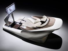 the futuristic car is designed to look like a boat