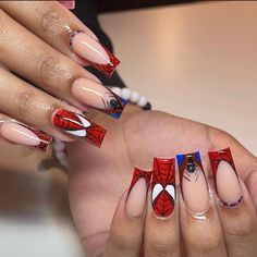 Marvel Nails, Cute Christmas Nails, Short Square Nails, Basic Nails, Christmas Nails Acrylic