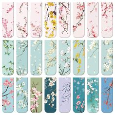 the iphone cases are all different colors and designs, with flowers on them in various sizes