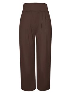 Coffee Pocketed Wide Leg Casual Pants Brown Wide Leg Ankle-length Pants With Pockets, Brown Ankle-length Wide Leg Pants With Pockets, Brown High-waist Bottoms With Pockets, Brown Ankle-length Cargo Pants For Fall, Brown Ankle-length Fall Cargo Pants, Brown Ankle-length Cargo Pants With Pockets, Brown Ankle-length Pants For Work, Brown High-waisted Cargo Pants With Elastic Waistband, Brown High-waisted Pants With Pockets