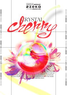 a poster with the words crystal chopping in red, yellow and pink on it