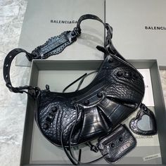 Balen Le Cagole XS Shoulder Bag In Black Balenciaga Black Bag, Balenciaga Purse, Black Balenciaga, Heart Mirror, Black Weave, Bag Outfit, Balenciaga Bag, Latest Trend, Women's Bags