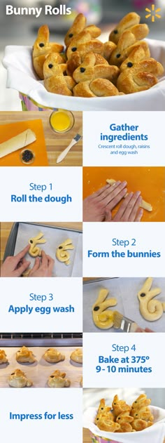 the instructions for how to make bunny rolls