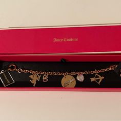 Valentine’s Bracelet Nwt Color: Rose Gold Pink Jewelry With Logo Charm For Gifts, Trendy Rose Gold Charm Bracelet For Party, Rose Gold Charm Bracelet For Valentine's Day Party, Juicy Couture Bracelet, S Bracelet, Juicy Couture Jewelry, Couture Jewelry, Womens Jewelry Bracelets, Juicy Couture