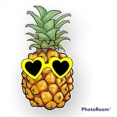 a pineapple with heart shaped sunglasses on it