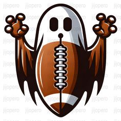 a cartoon character holding a football in his hands with both hands and eyes wide open