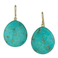 Maria Beaulieu 18k Mexican Turquoise Slab Earrings | Quadrum Gallery Anthony Lent, Aqua Marine, Rock Collection, Yellow Gold Earring, Round Earrings, Natural Color, Gold Earrings, Yellow Gold, Turquoise