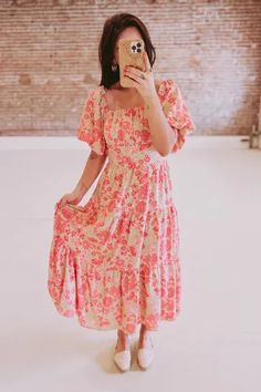 Garden Party Tiered Midi Dress | @therollinj Get It Girl, Spring Fits, Pretty Fabric, Tiered Midi Dress, The Square, Plaid Design, Puffed Sleeves, The Pretty, Garden Party