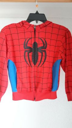 Boys Spiderman  Jacket Size XS 4-5 Full Zip Red Pockets Hood  Long Sleeve. Good pre-owned condition, has some stains oh the sleeves and one tiny on the front, see photos. Red Hooded Jacket With Pockets, Red Hoodie With Pockets For Outdoor, Red Cotton Hooded Jacket With Pockets, Red Sports Hooded Jacket With Pockets, Red Sports Hoodie With Pockets, Spiderman Jacket, Spiderman Stuff, Spiderman Outfit, Outfit Boards