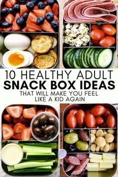 an assortment of healthy snack box ideas that will make you feel like a kid again