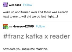 two tweets with the same caption on them, one is reading'mr freeze - kafka x reader '