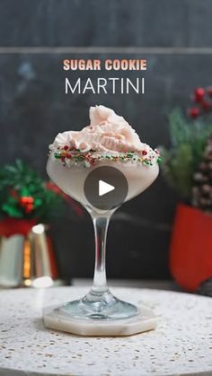 a video showing how to make a sugar cookie martini for christmas or new year's eve