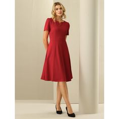 This dress can be a perfect addition to almost any outfit from formal to daily wear, great for work, meeting, office, businesses, work, party, cocktail, wedding, casual, daily dressing, etc. Pair with delicate necklace and heels for a chic office look. Comfortable and classic, this sheath dress is perfect on its own or as a layer under a blazer or jacket. Classic Solid Color Midi Dress For Semi-formal Occasions, Formal Fitted Solid Color Midi Dress, Elegant Knee-length Midi Dress In Solid Color, Formal Knee-length Solid Color Dress, Classic Solid Formal Midi Dress, Elegant A-line Midi Dress For Office, Elegant Solid Color Formal Dress, Elegant Solid Color Midi Dress For Office, Flattering Solid Color Midi Dress For Work