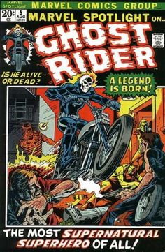 the cover to ghost rider comics is displayed on a shelf in front of a wall