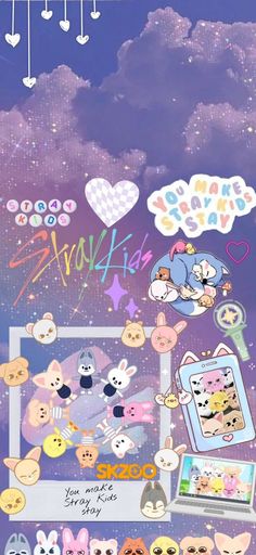 an image of some cute stickers on a phone screen with the caption kawaia