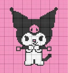 a cross stitch pattern with a black and white cat on it's back side