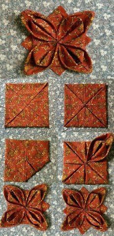 four pieces of fabric with bows on them