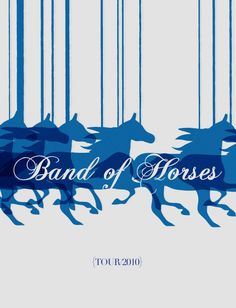 the band of horses logo is shown in blue on a gray background with white lettering