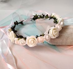 White Rose Flower Crown, Bridesmaid Wreath, Deep Purple Wedding, Crown Bride, Flower Crown Bridesmaid, Bridal Floral Crown, Flower Crown Bride, Baby Flower Crown, Flower Girl Headband