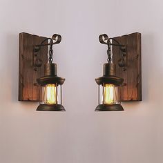 two lights are attached to the wall