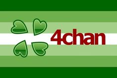 the four leaf clovers are on top of the green and white striped sign that says 4chan