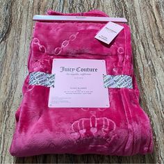 Juicy Couture Bedding Blanket Pink Plush Throw Blanket Juicy Couture Blanket Brand: Juicy Couture Size: 60” X 90” Color: Pink Condition: Brand New With Original Tags Same Day Shipping Via Usps Juicy Couture Blanket, Juicy Couture Room Decor, Pink Black Room, Juicy Couture Bedding, Black Room Decor, Houston Apartment, 2000s Pink, Xmas 2024, Plush Throw Blanket