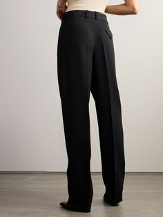 BOTTEGA VENETA Grain de poudre wide-leg pants | NET-A-PORTER Evening Pants With Pressed Crease And Full Length, Evening Full Length Pants With Pressed Crease, Evening Wide-leg Pants With Pressed Crease, Full Length Evening Pants With Belt Loops, Evening Straight Pants With Structured Boning, Evening Straight Pants With Belt Loops, Luxury Evening Pantsuit, Luxury Full-length Tailored Pants, Evening High-waisted Pants With Pressed Crease