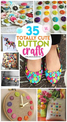 the collage shows different crafts and buttons