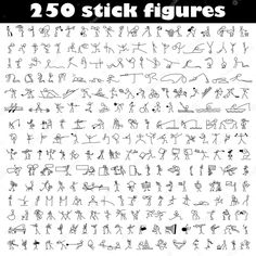 a large set of hand drawn stick figures