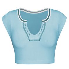 Light Blue Rib Slim Fit Knit Crop Tops Light Blue Knit V-neck Top, Casual Blue Knit Top For Beach, Blue Knit Beach Top, Blue Ribbed Knit Top For Summer, Knit Crop Top, Knit Crop, Women Tops, Christmas List, Crop Tops Women