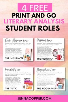 Picture of free download of four literary circle roles. Literature Circles High School, Literature Circle Roles, Write Your Own Book, Literature Circle, Reading Analysis, High School Language Arts, Socratic Seminar, Reader Response