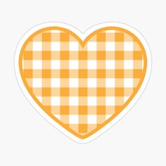 an orange and white checkered heart sticker