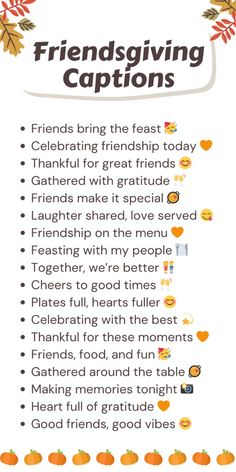 a thanksgiving greeting card with the words, friends giving captions