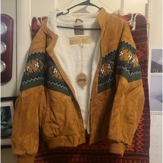 Nwt, Size Is Medium Vegan Suede, Made Out Of Non-Animal Leather Inner Lining Made From 100% Cotton Hand Woven Embroidery Patterns Oversized Jacket 2 Hip Pockets 1 Zipped Inside Pocket The Fabric Has A Raised Finish Inside To Give Extra Softness When Its Worn. Retail $289 Oversized Unisex Ottway The Label Rarebird, Rarebird Jacket, Vintage Jackets Women, 2024 Clothes, Woven Embroidery, Summoning Circle, High Clothes, Thrift Inspo, Shop Branding