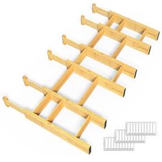 four pieces of wooden clothes hangers on a white background with the same length as each rack