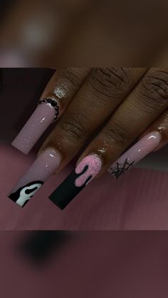 Short Acrylic Nails Halloween, Acrylic Nails For Baddies, Halloween Nails Acrylic Simple, Baddie Halloween Nails, Crazy Nail Designs, Halloween Acrylic, Girly Acrylic, Ideas For Nails