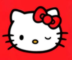 an image of a hello kitty face on a red background