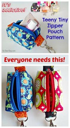 the zipper pouch pattern is easy to sew and can be used as a keychain